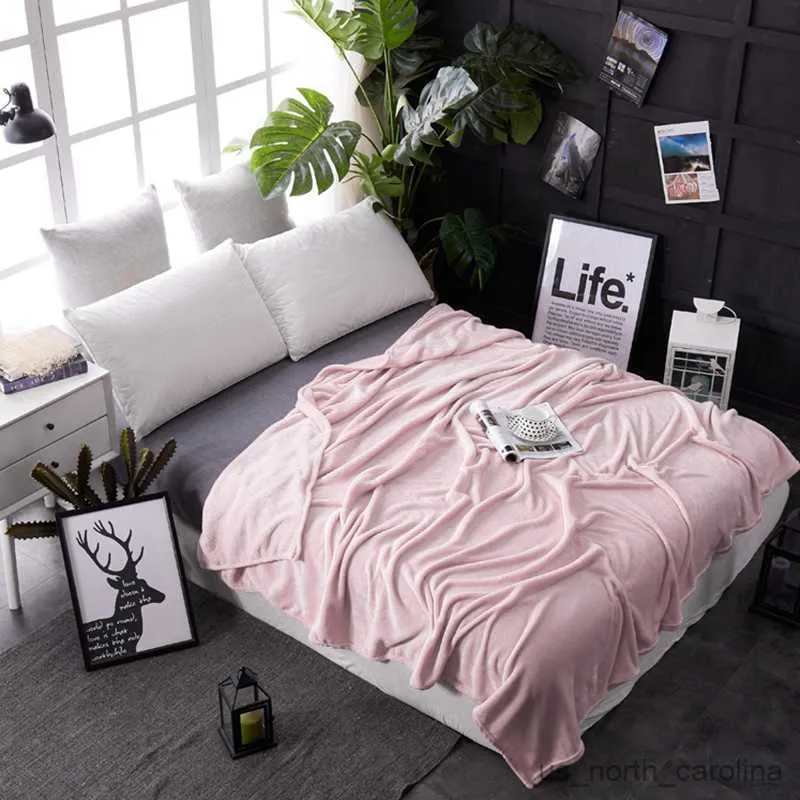 Blanket Plain Blanket for Super Soft Flannel Sofa and Microfiber Extra Warm Bed Blanket Twin Queen King Size 130x150cm R230615