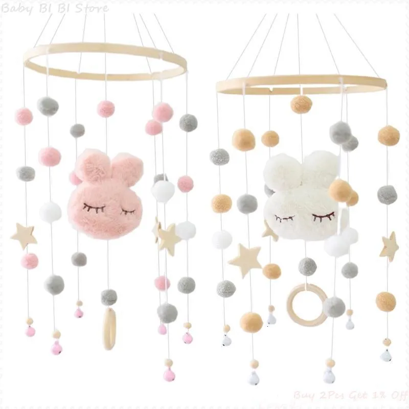 Wind Rattles Baby Crib Mobile Rattle - Wool Felt Balls & Beads Wind Chime - Nursery ...