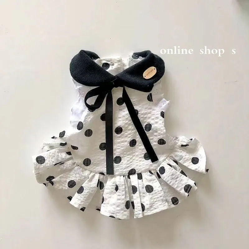 Hundebekleidung Dot Princess Kleid Haustier Hund Kleidung Druck Rock Kleidung Hunde Kleine Chihuahua Sommer Schwarz Weiß Atmungsaktiv Für Kleine Hunde 230614