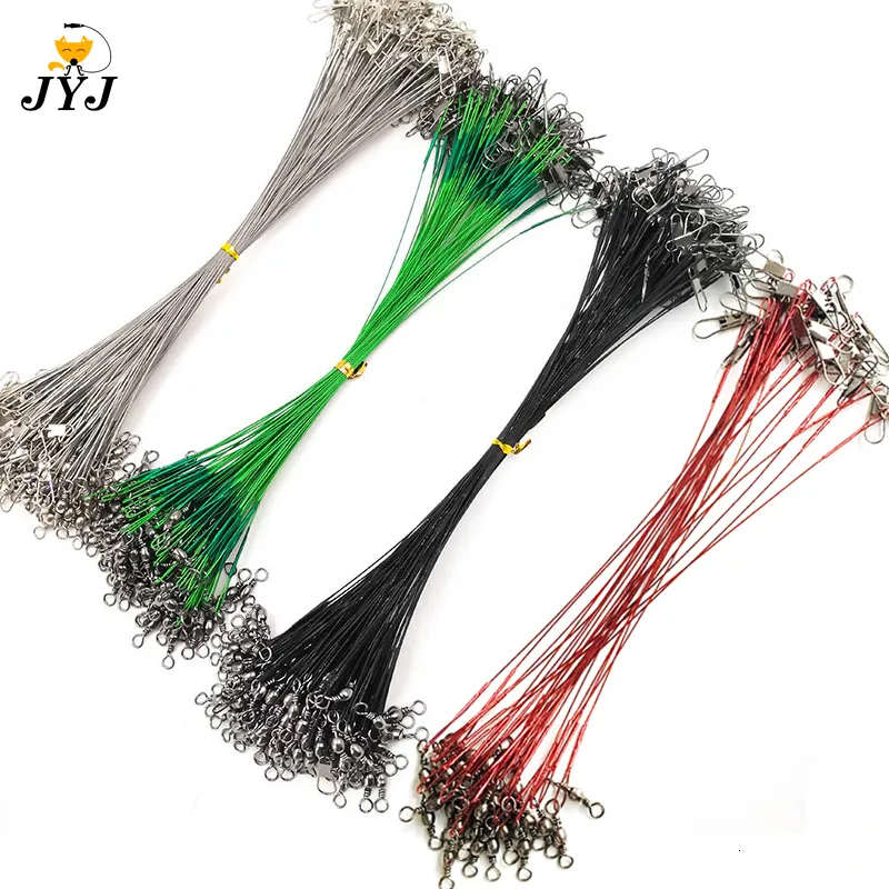 Anti Bite Steel Fishing Leader Wire with Swivel - 15-50cm Braid Line ...