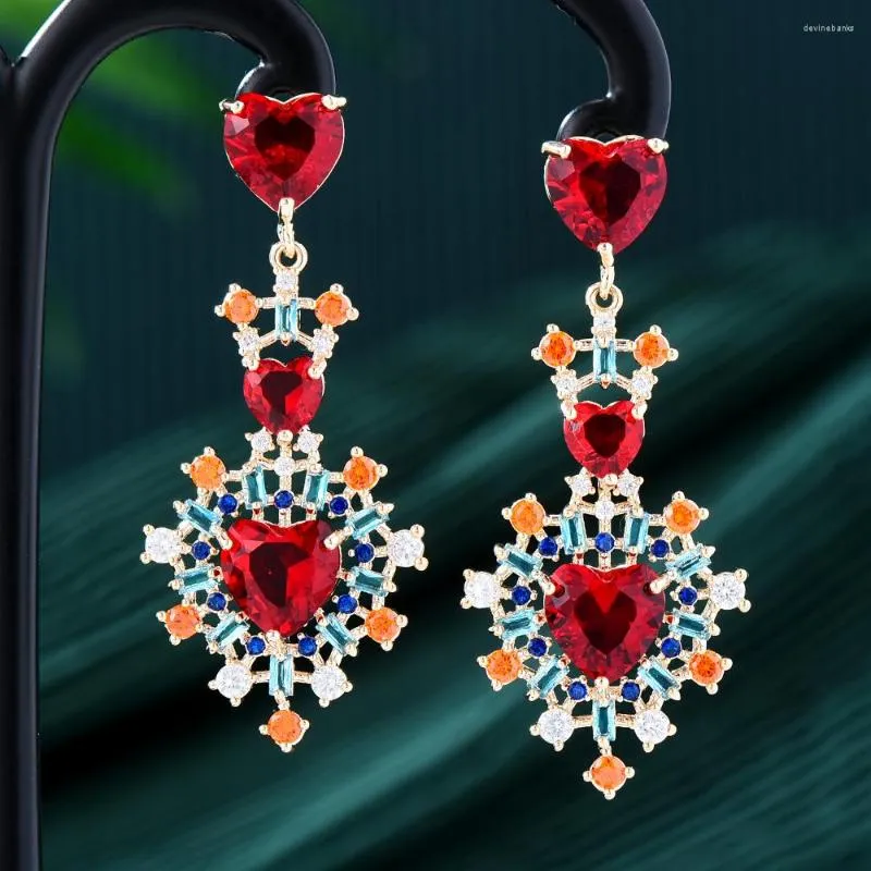 Dangle Earrings Missvikki Luxury Vintage Ruby Pendant For Women Wedding Party Hollow Dubai Bridal Fashion Jewelry