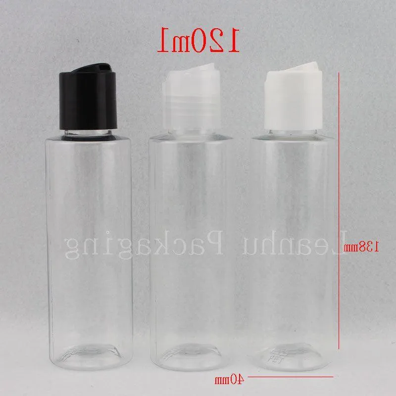 120ml empty transparent lotion cream plastic cosmetics packing bottle with disc top cap,4 OZ PET bottle for essential oil lotion Kejmg