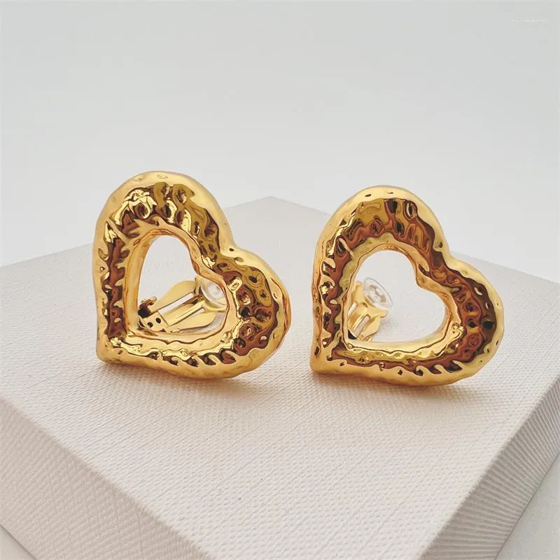 Backs Earrings LONDANY Love Europe And The United States Retro High Sense Heart-shaped Ear Clip Brass