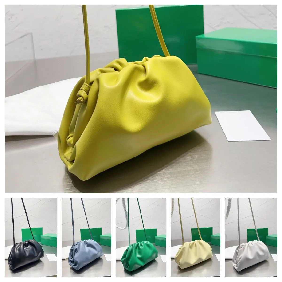 Cloud Handväska Utsökt kvällsväskor för kvinnor Designer Green Crossbody Macaron Färgglada skal Clutchväskor Justerbar axelrem 22 cm