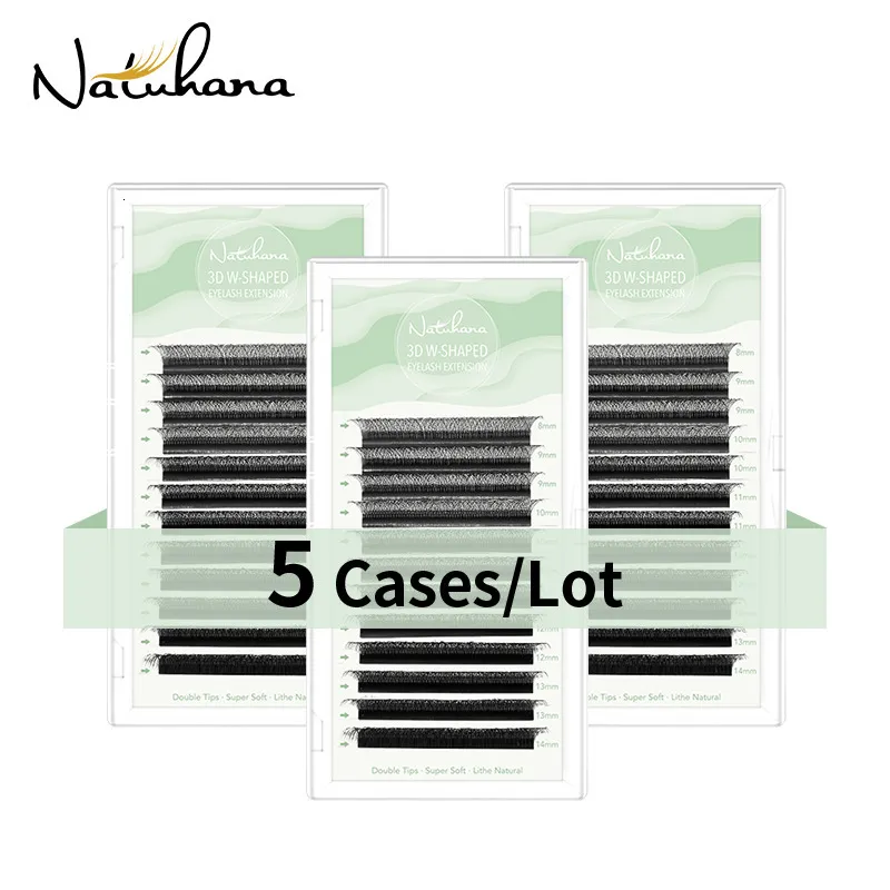 Инструменты макияжа Natuhana 5Caseslot W Shape Ensension Extension 3D Fremade Tolume Lashes Lashes Style Faux Mink Natural 230614