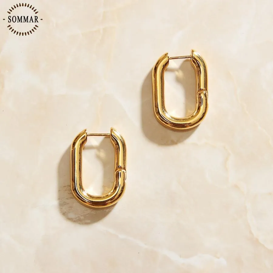 Hoop Huggie SOMMAR Trendy Gold Plated Men and Women earrings trendy Geometric Minimalism earring for women diy 230614