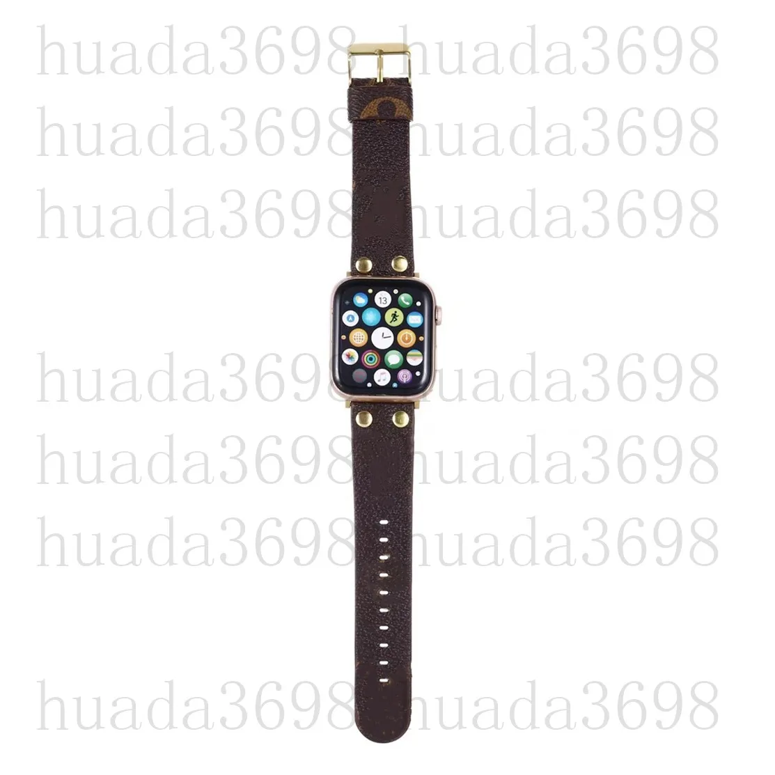 アップルウォッチバンド用のトップデザイナーストラップギフトウォッチバンド42mm 38mm 40mm 44mm 45 49mm iWatch 3 4 5 SE 6 7 8バンドレザーストラップブレスレットファッションリストバンドプリントストライプ