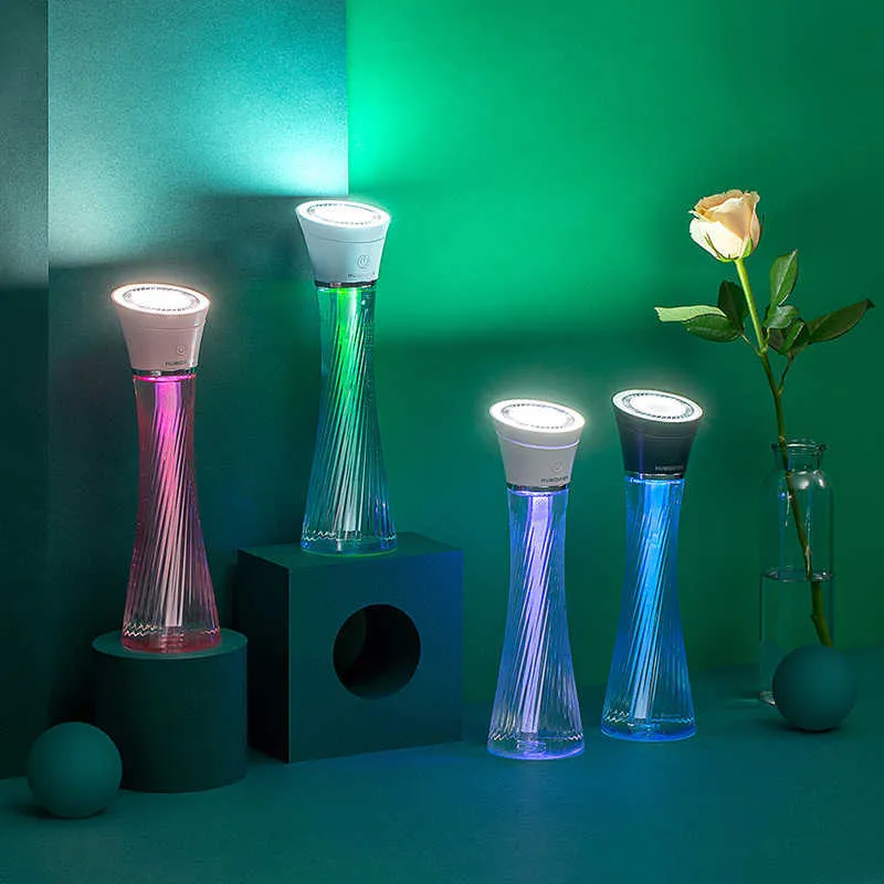 Humidifiers Tower Portable Usb Air Humidifier Diffuser 250ML Electric Mini Rechargeable Mist Cool LED Lamp