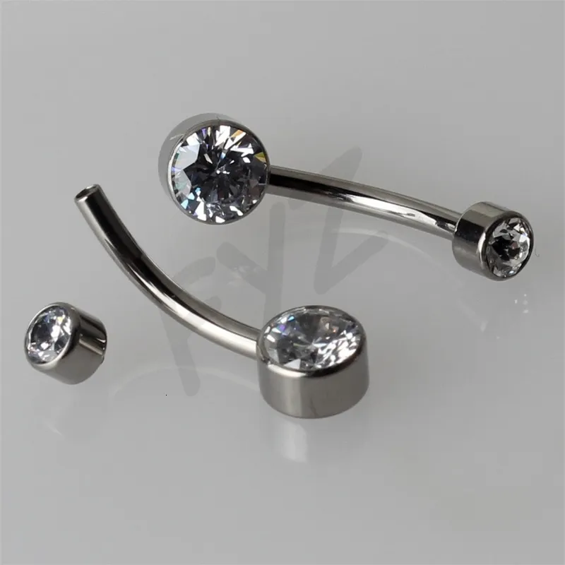 Labret Gioielli per piercing al labbro G23 Anelli per ombelico con filettatura interna 14G Gemme di cristallo doppie Barre per ombelico Corpo 230614