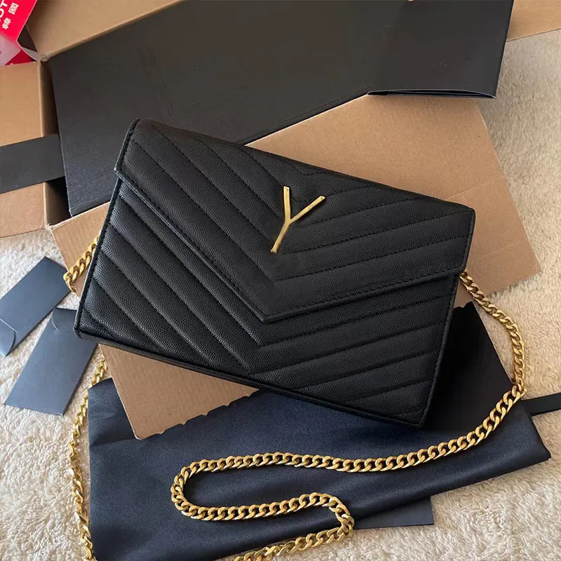 Women Designer Crossbody Väskor Woc Luxurys kuvert Messager Bag Caviar Cowhide Chain Classic Walls Card Purses Axel Purse Leather
