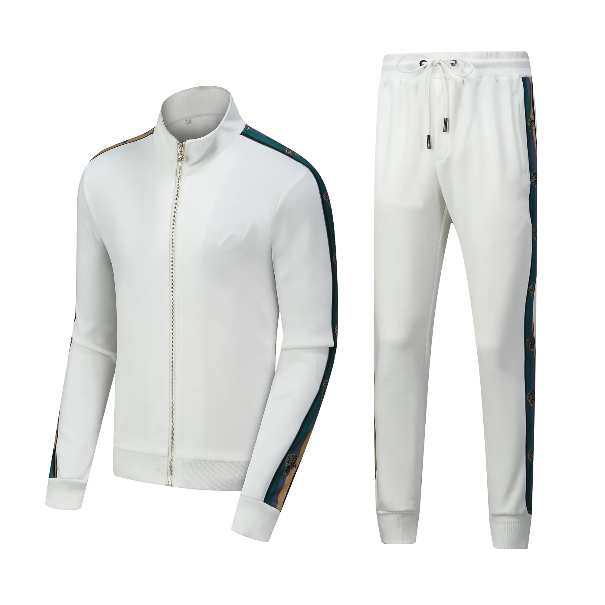 1 Heren Trainingspakken Ontwerper Heren trainingspak Luxe Heren Trainingspakken Lange mouw Klassiek Modieus Zak Hardlopen Vrijetijdskleding Heren Outfits Broekjack tweedelig BQ10