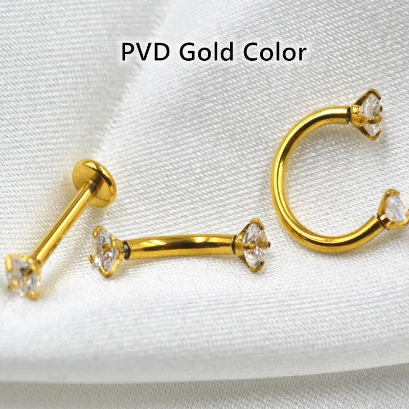 Labret Lip Piercing Jewelry LOT50pcs 16gx8xm Body Round CZ Ring Ear Helix Bar Eyebrow Nose Horseshoes 230614