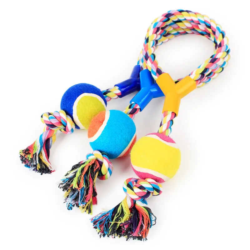 Dog Toys Cotton Rope Y Word Single Ball Pet Dog Training Toys Dåliga små eller stora hund Tennis Toy Pet Products Dog Chew Toys