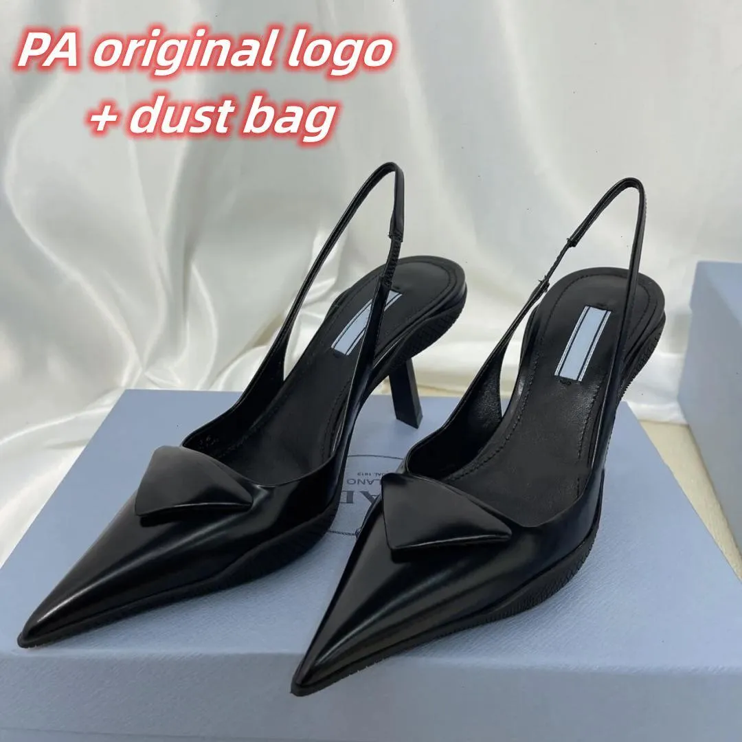 Letni trójkąt nubuck skórzane sandały kobiety Slingback Pumps Luksusowe buty kobiety wysokie obcasy imprezowe suknie ślubne