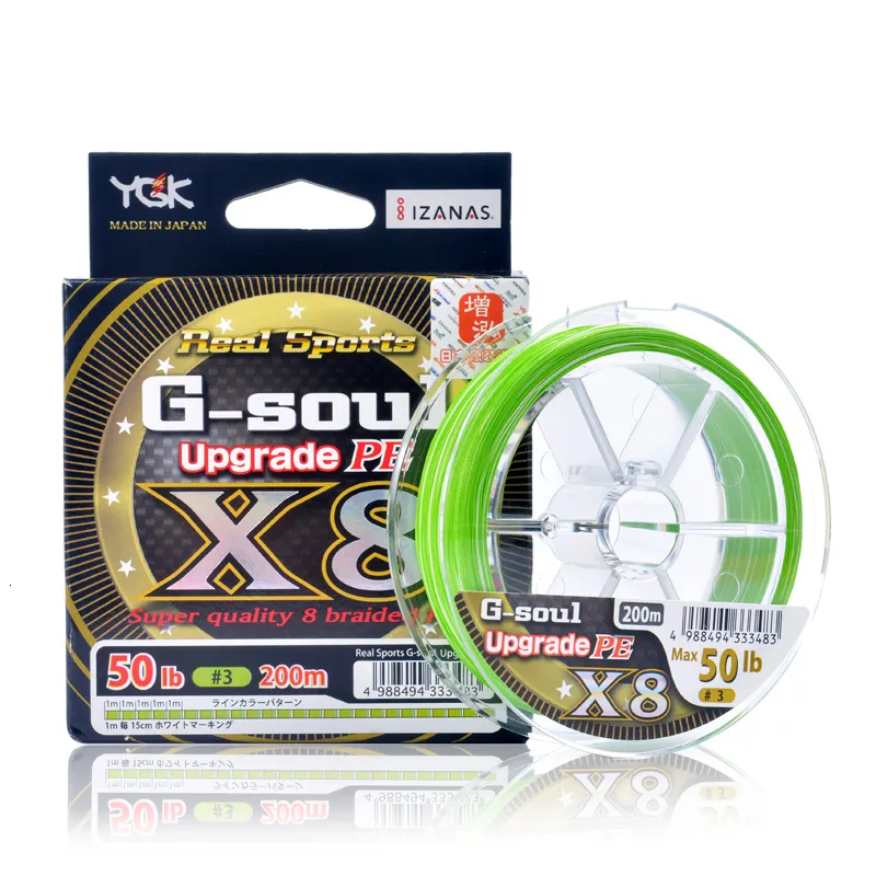 Ligne de tresse YGK G-SOUL X8 Mise à niveau de la ligne de pêche à la tresse Ligne de PE multifilament à 8 brins super forte 150M 200M Japon 14LB 16LB 22LB 60LB 230614