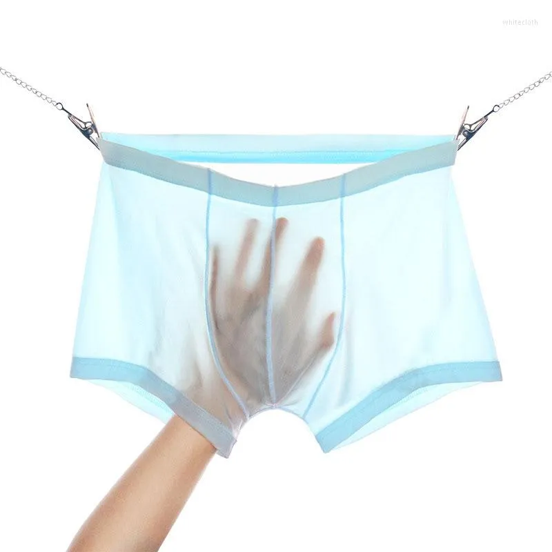 Unterhosen 2023 Sexy Männer Boxer Männliche Ultradünne Eis Seide Atmungsaktive Slip Homme Homosexuell Männer Unterwäsche Jockstrap L-3XL