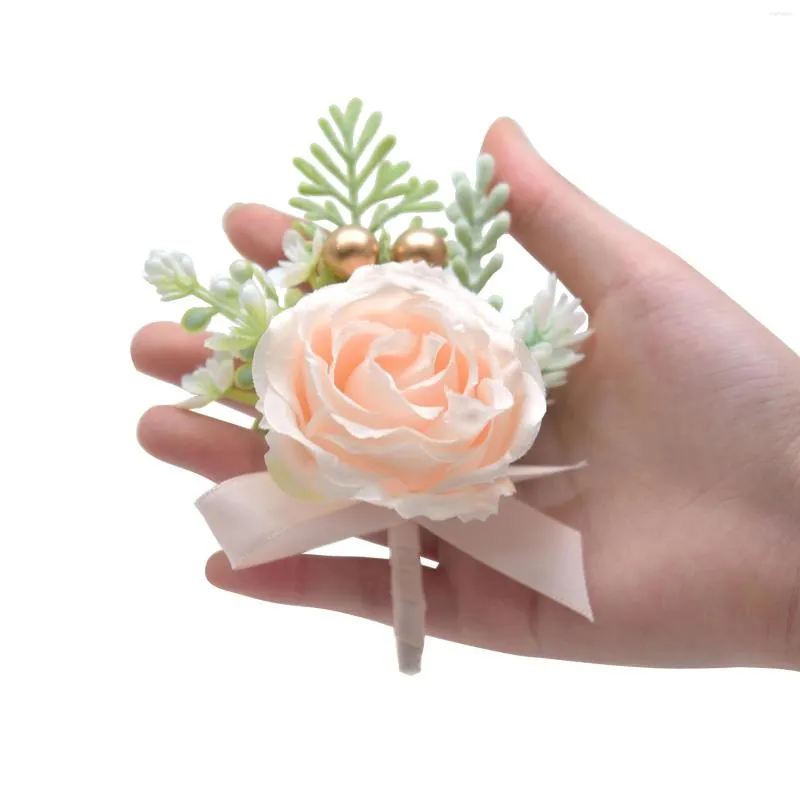 Dekorative Blumen Hochzeit Corsage Pins Männer Frauen Simulation Seide Brosche Brautjungfer Party Zubehör