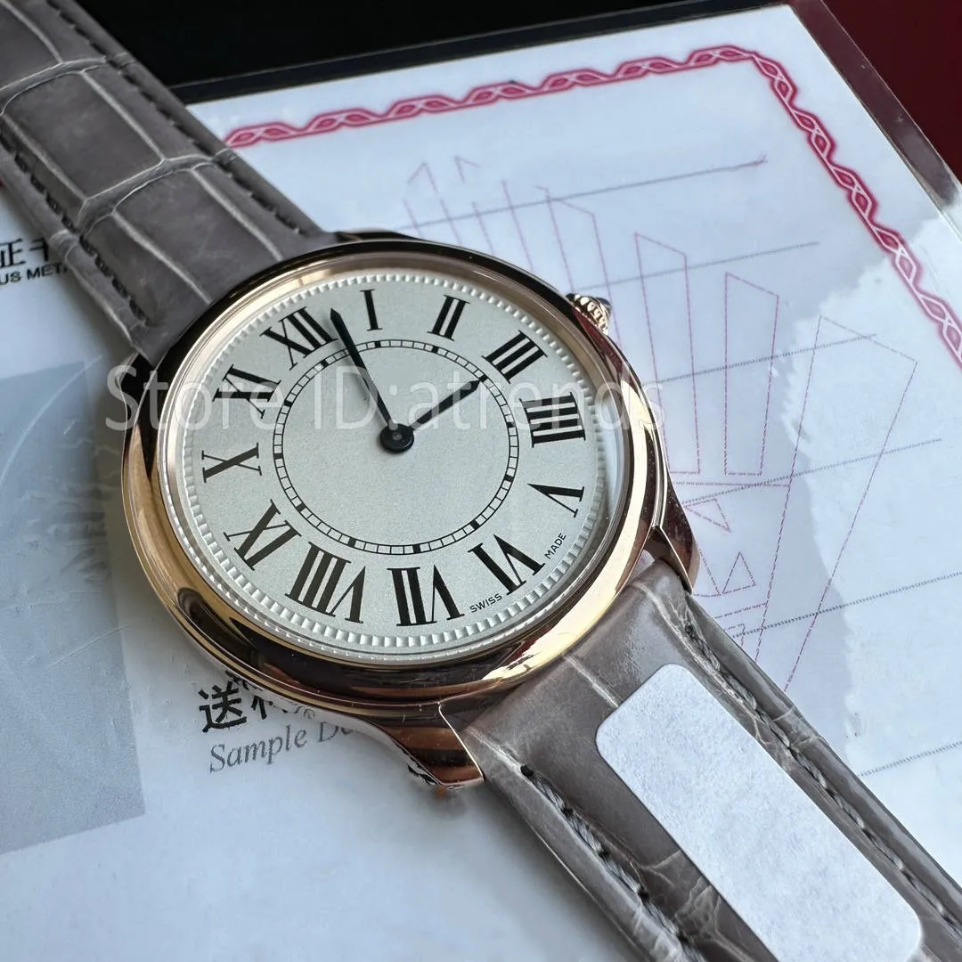 Super Top Stylish Quartz Watch Women Gold Dial Sapphire Glass 29mm 36mm Size Leather Strap Wristwatch Classic Design Ladies Casual Clock 1579