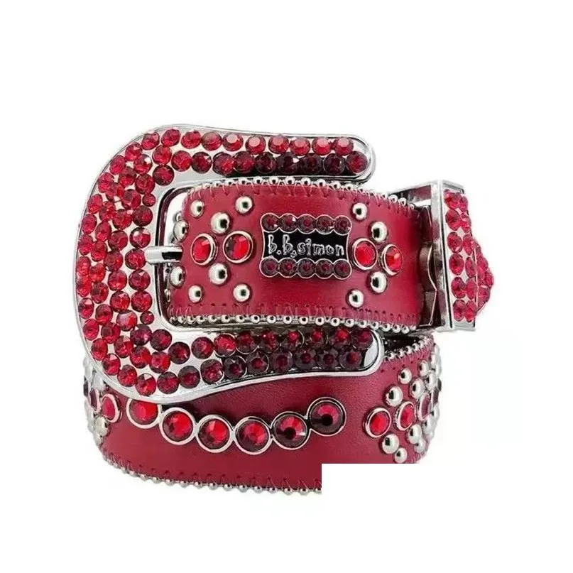 men women bb simon belt luxury designer belt retro needle buckle belts 20 color crystal diamond