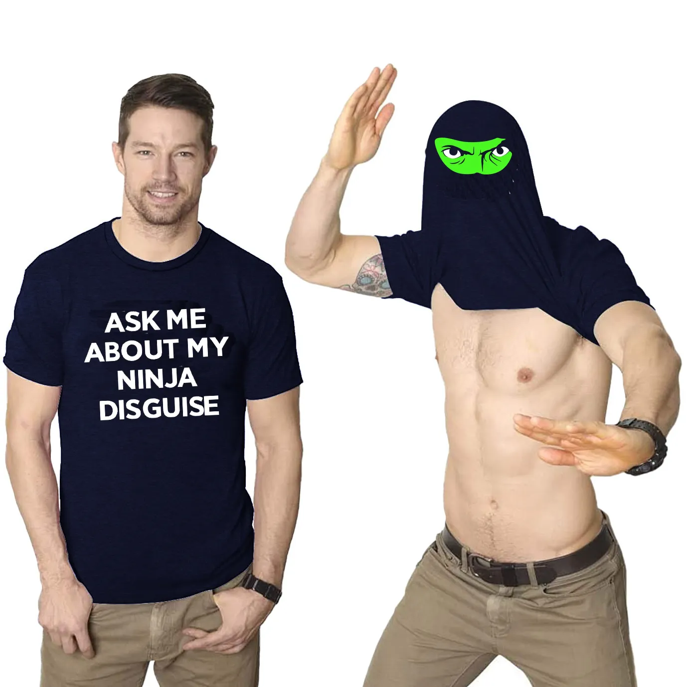 T-shirts pour hommes t-shirts pour les hommes me posez des questions sur mon jeu d'interaction ninja déguisé les sommets d'interaction flip flip masque drôle