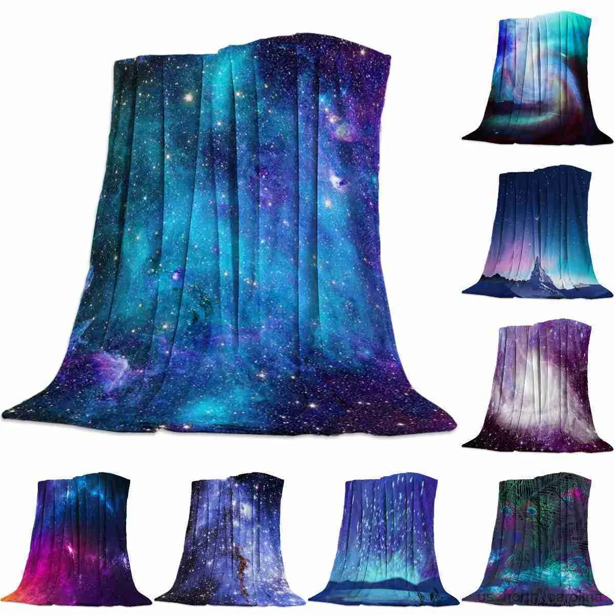 Deken Sterrenhemel Kleurrijke Space Universe Bed Cover Sprei Sprei Gooit deken Fleece Lichtgewicht Micro Ademend Slaapkamer R230615