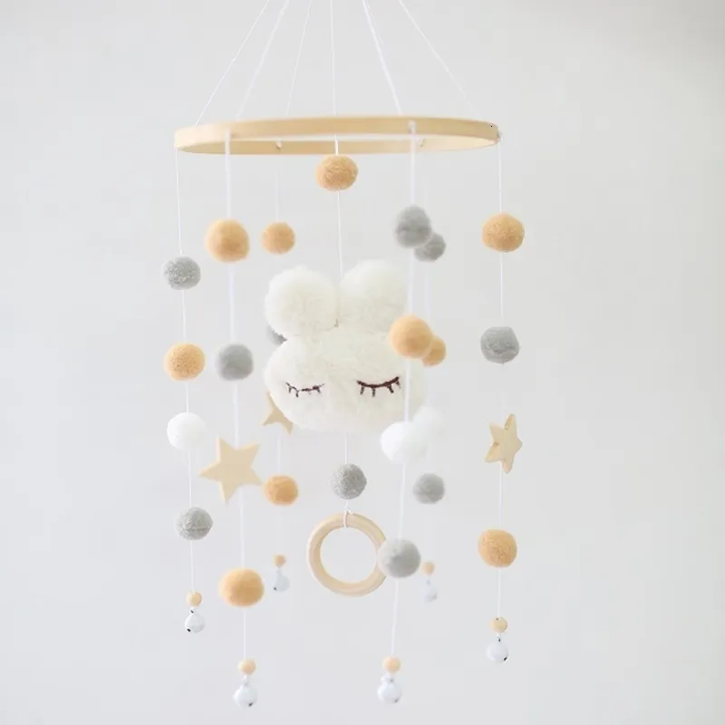 Baby Crib Mobile - Plush Rabbit Rattle, Rotating Wind Chime with Wool ...