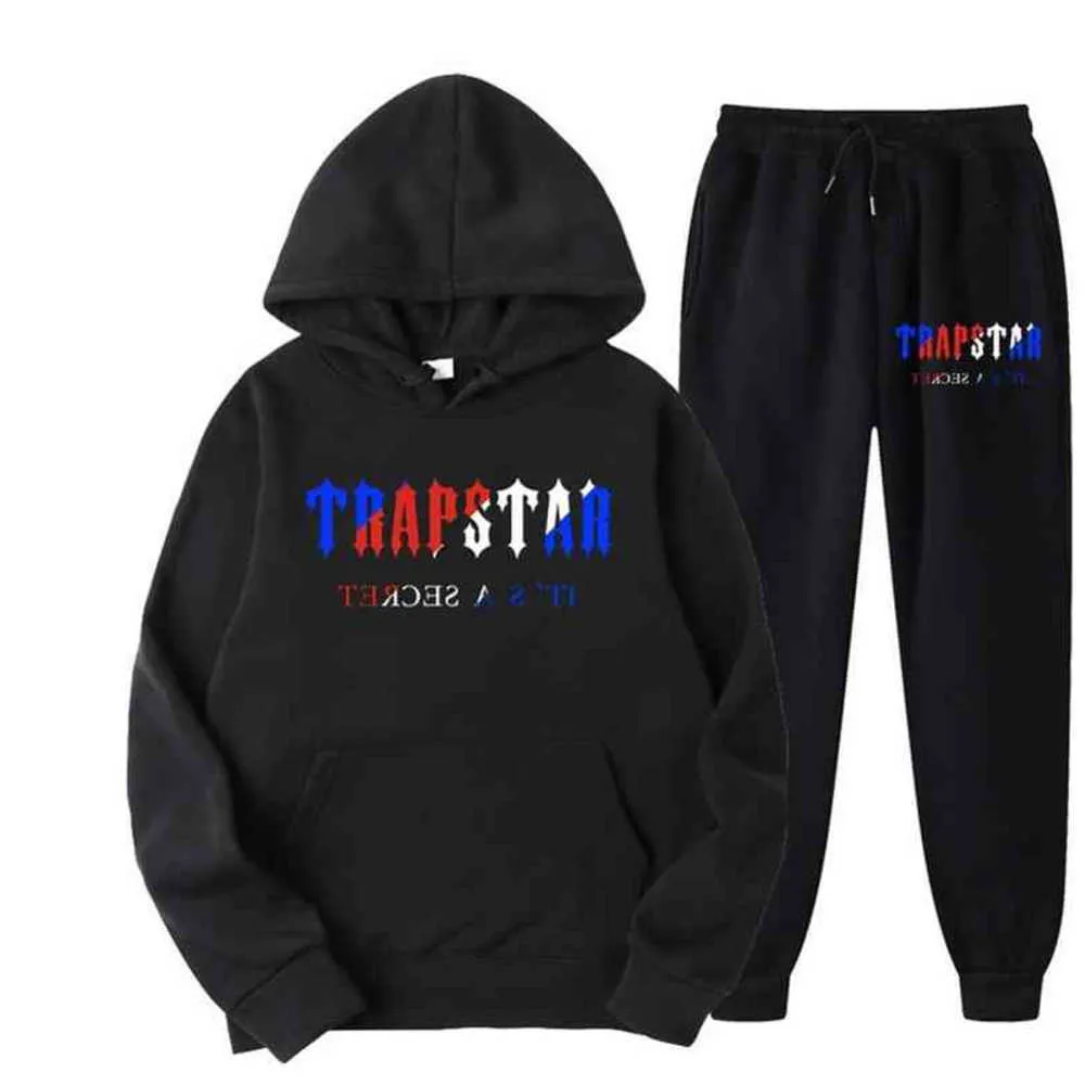 Trapstar Marca Trapstar Impresso Roupas Esportivas Camisetas Masculinas 16 Cores Quentes Conjunto de Duas Peças Moletom Com Capuz Solto Calças Moletom Design de Fluxo de Maré 647ess