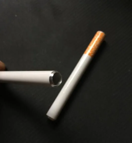 Ceramic 78mm&55mm Cigarette Shape Smoking Pipe Mini Hand Tobacco Pipes Snuff Tube Aluminum One Hitter Bat Accessories 3 Styles
