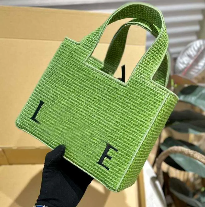 Beach Bag Embroidered Straw Woven Shopping Bag Vegetable Basket Summer New Spell Leather Beach Holiday Handbag Purse 230615