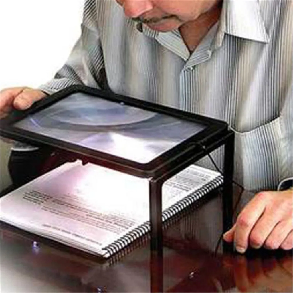 Other Health Beauty Items 3X Full Page Reading Magnifier with 4 LED Lights and Stand for Seniors Jewelry Macular Degeneration 230614