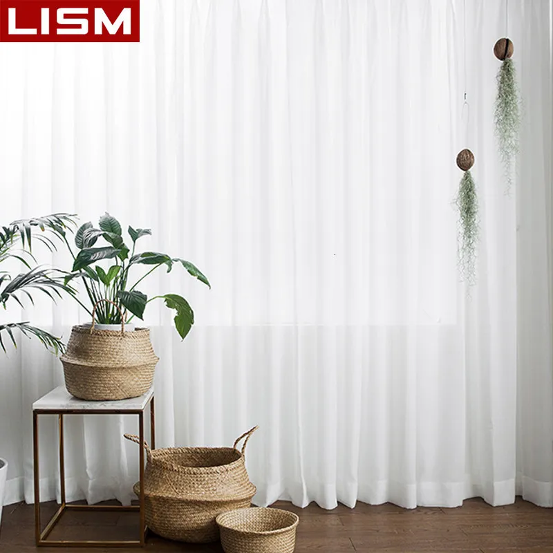 Transparente Vorhänge LISM, 30 % Schattierung, einfarbig, weiß, transparente Vorhänge für Wohnzimmer, Dekoration, Fenstervorhänge für Küche, moderner Tüll, Voile, Organza, 230614