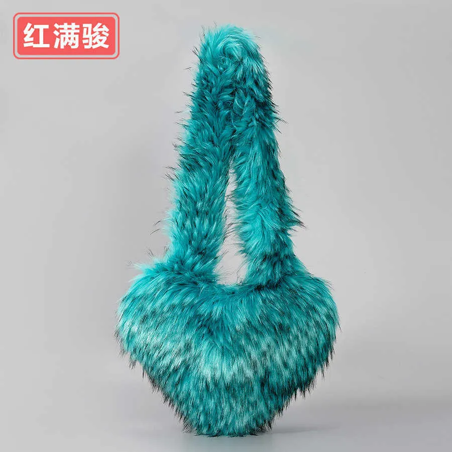 Love sac à bandoulière en fourrure de vison imitation pour femme avec sac à main en peluche en forme de cœur de grande capacité, sac à bandoulière à la mode pour fille épicée 230615