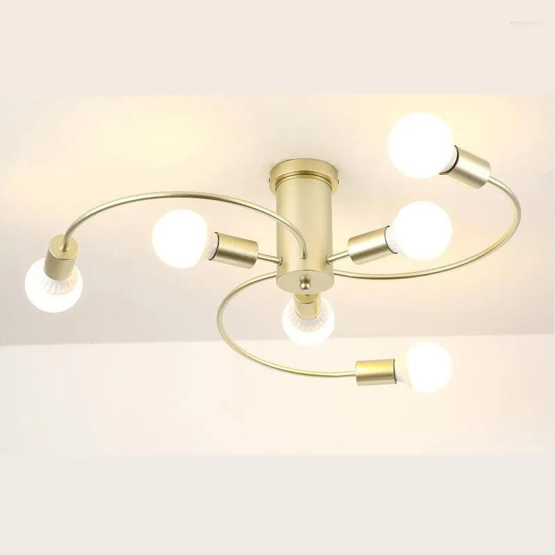 Deckenleuchten, modische Eisenlampen, E27-Birne, LED, 6 Licht, moderne Lampe, Wohnzimmer, Glanzbeleuchtung