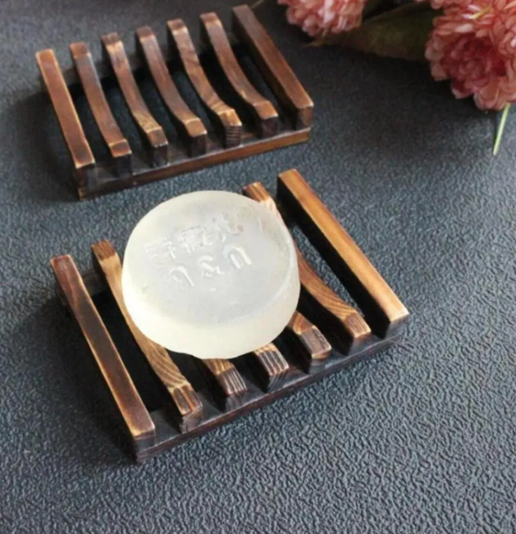Bandeja de saboneteira de bambu de madeira natural suporte de armazenamento saboneteira caixa recipiente para placa de chuveiro de banho i0612