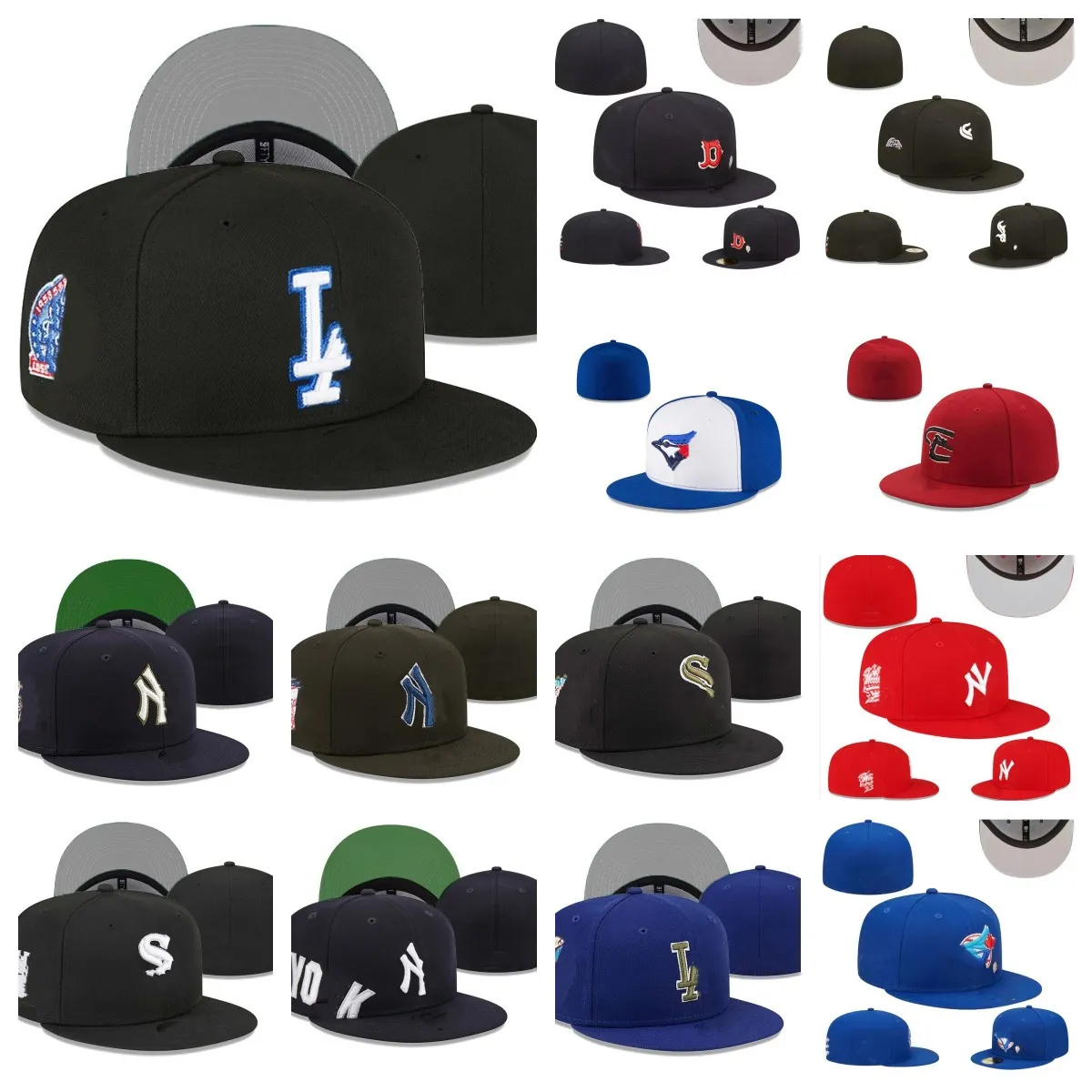 Os mais novos chapéus ajustados Snapbacks bola Designer Fit chapéu bordado ajustável bonés de beisebol de algodão toda a equipe esportes ao ar livre hip hop fechado malha sol gorros tamanho 7-8