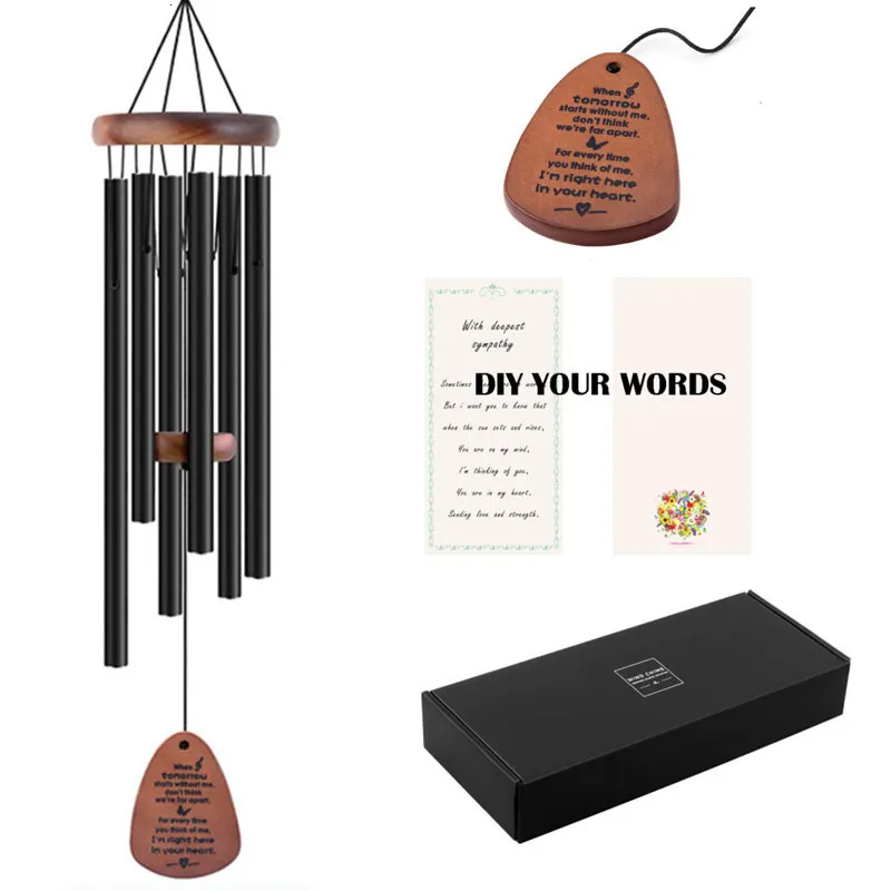 Garden Decorations Memorial Wind Chimes Inställda vindklockor lugnande melodiska djupa toner utomhusdekor sympati gåva uteplats hängande ornament 3237 tum 230614