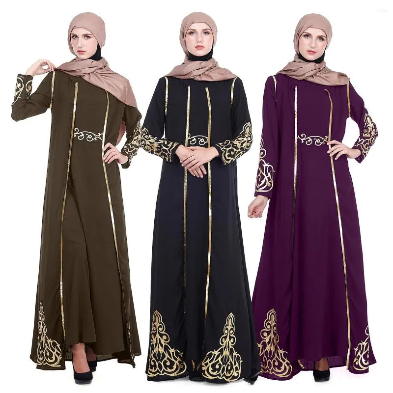 Etniska kläder 2023 mode muslimsk klänning ytterkläder och lång kjol islamisk kvinnor ärm plus storlek