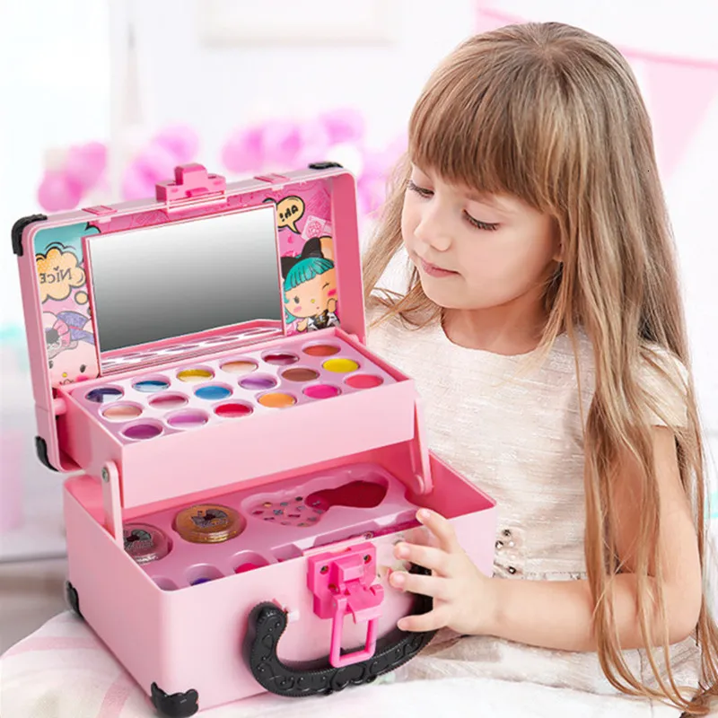 Beauty Fashion Kids Simulation Cosmetics Set Preteny Makeup Toys Girls Play House Simulation Make Up Education Toys for Girls Birthday Present 230614