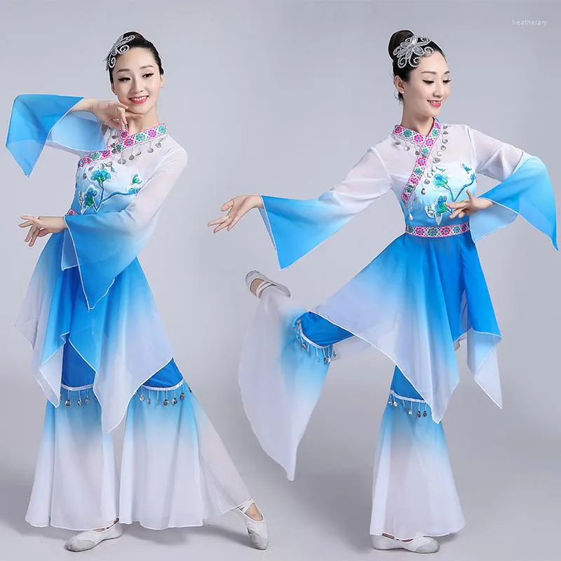 Vestimenta de palco Feminina Traje Tradicional Chinês Traje de Dança Fã Performance Folclórica Clássica