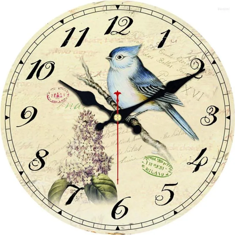 Horloges murales beau paysage horloge oiseaux pie conception mode vie silencieuse étude bureau cuisine décor à la maison Art grand pas de son