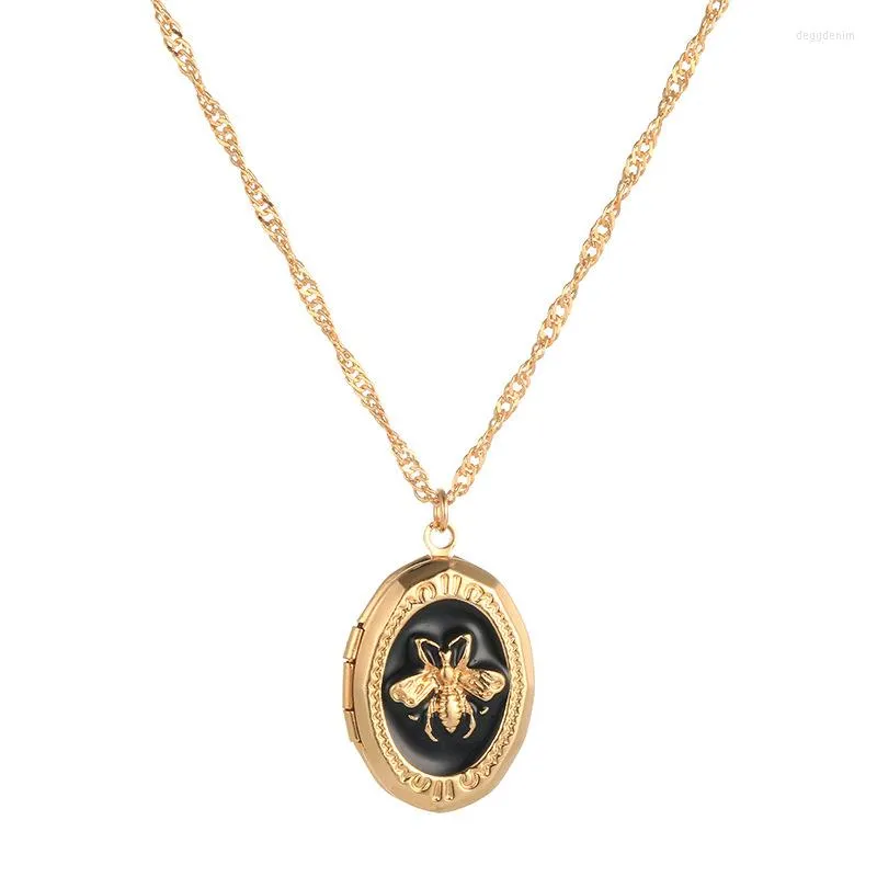 Pendant Necklaces Fashion Temperament Alloy Bee Geometric Necklace Pocket Watch For Women High Quality Charm Jewelry Gifts