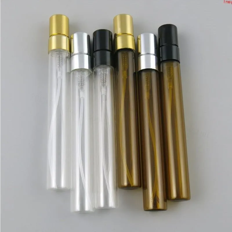 24 x 10 ml Travel Mini Amber Glass Parfymflaska med aluminium Sprayer 10cc Clear Refillable Atomizer Fragrance BottleHigh Qty Bsmcc