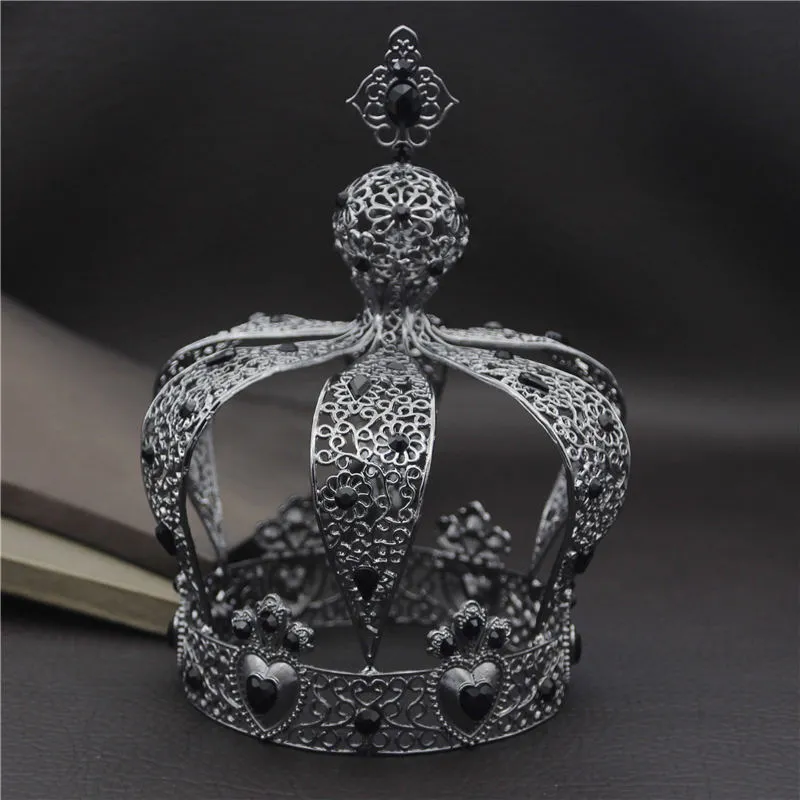 Couleur Or Cristal Tiares Baroque Couronne Ronde Royale Reine King  Couronnes Diadème Prom Mariage Cheveux Bijoux Accessoires