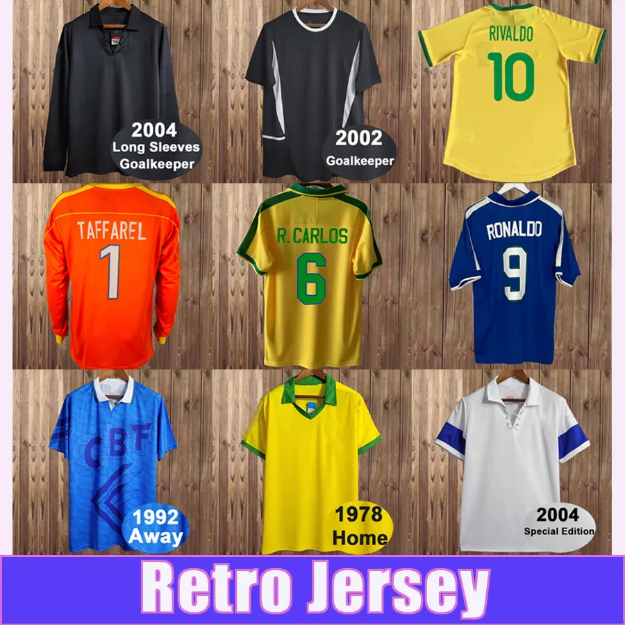 1998 DUNGA Retro Mens Soccer Jerseys R.Carlos 1994 Romario Pele 2000 Seleção Nacional Ronaldinho Rivaldo Home Away Goalkeeper Football Shirts