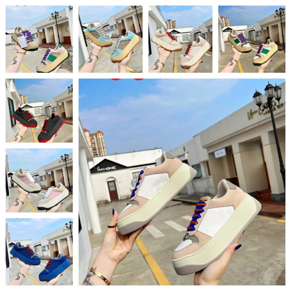 original Casual Shoes High Top Design Shoe Luxury Classic Casual Shoes Green Red Stripe G Leather Chaussures Designer Trainer Woman Ace Shoes size 35-45