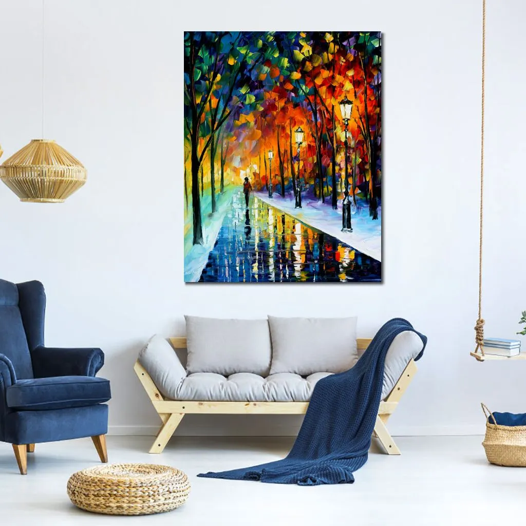 City Rhythms Wall Art op Canvas Frozen Path Handcrafted Contemporary Painting voor Entryway