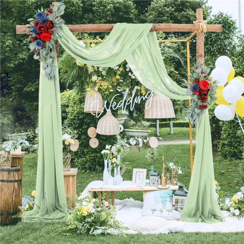 Other Event Party Supplies Chiffon Wedding Arch Draping Fabric Wedding Arch Drapes Sheer Backdrop Curtain for Wedding Ceremony Party Ceiling Decorations 230614