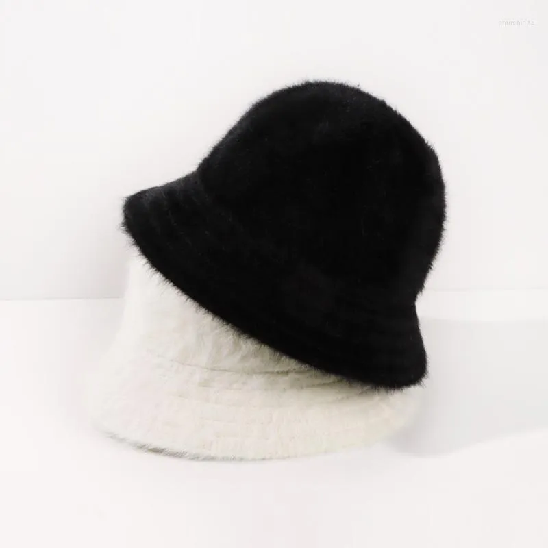 Beretti cappello da cappello da secchio donne inverno angora soffice accessorio per vacanze calde per giovane donna all'aperto