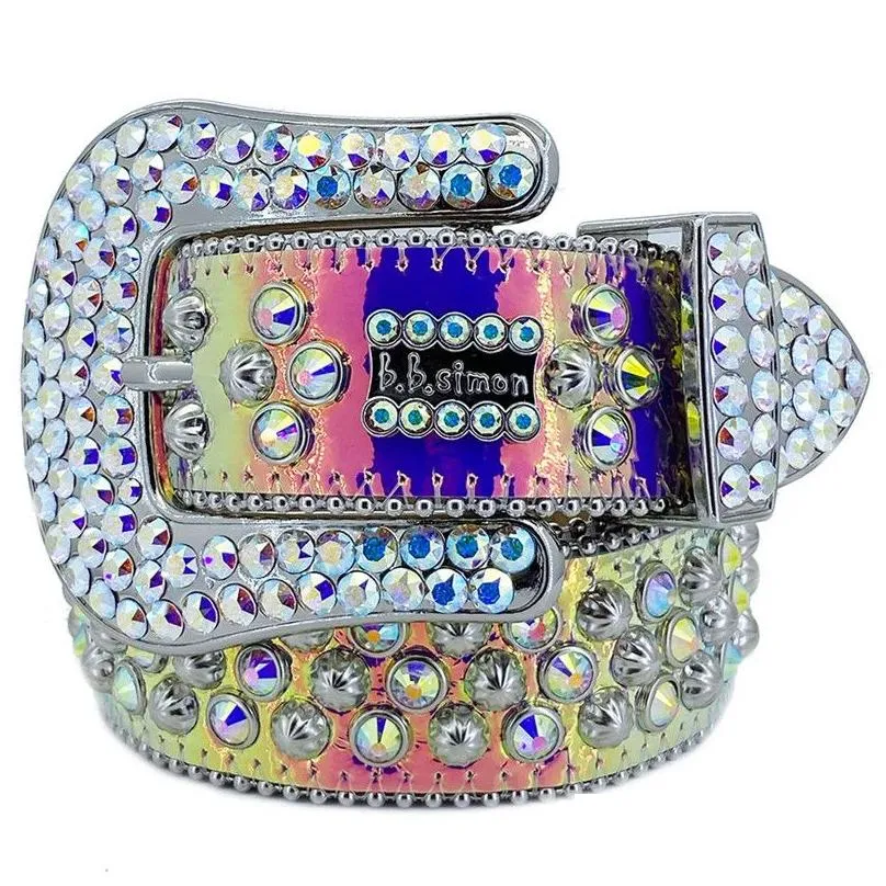 Ремни ремни мужчины женщины BB Simon Belt Luxury Designer Retro Buckle Crystal Diamond Drop Drow Accessories Dhwnm N92Q