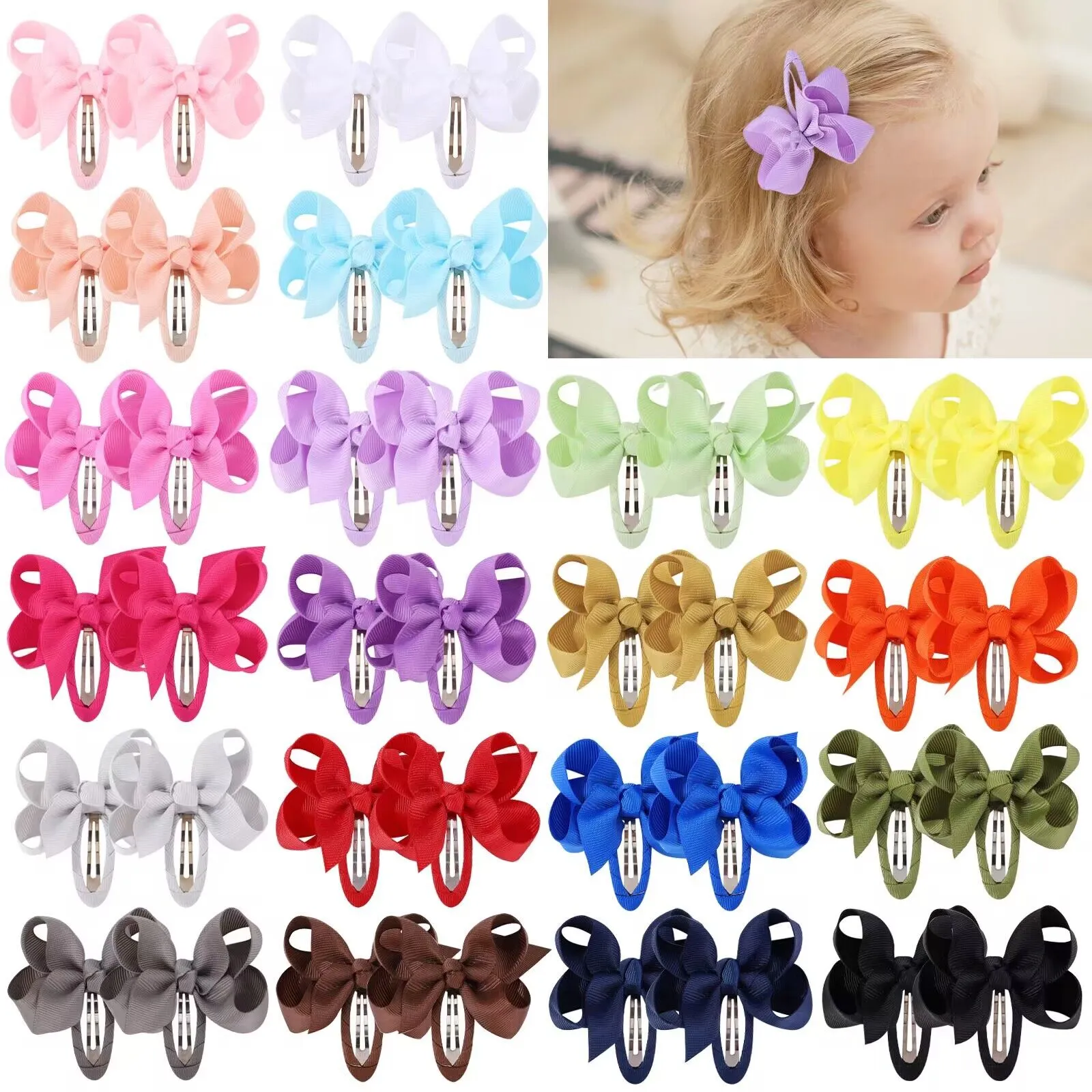 2.7 pouces plaine ruban arcs pinces à cheveux pour enfants filles cheveux arcs pinces à cheveux ruban couvert épingles à cheveux accessoires de cheveux en vrac